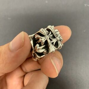 Authentic Chrome Hearts Cemetery Cross Ring Sterling Silver
